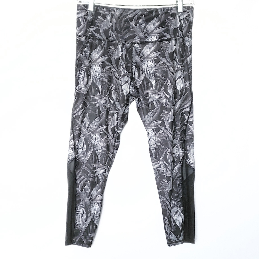 Champion Black & Gray Floral and Mesh Leggings XL